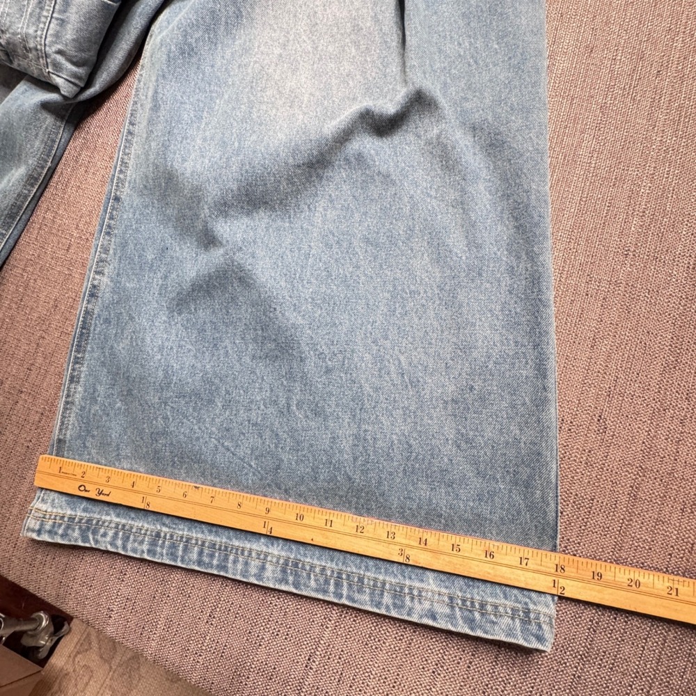 Bucket List Womens Denim Jumpsuit Light Wash Sleeveless Wide Leg Culotte Large - Picture 14 of 14